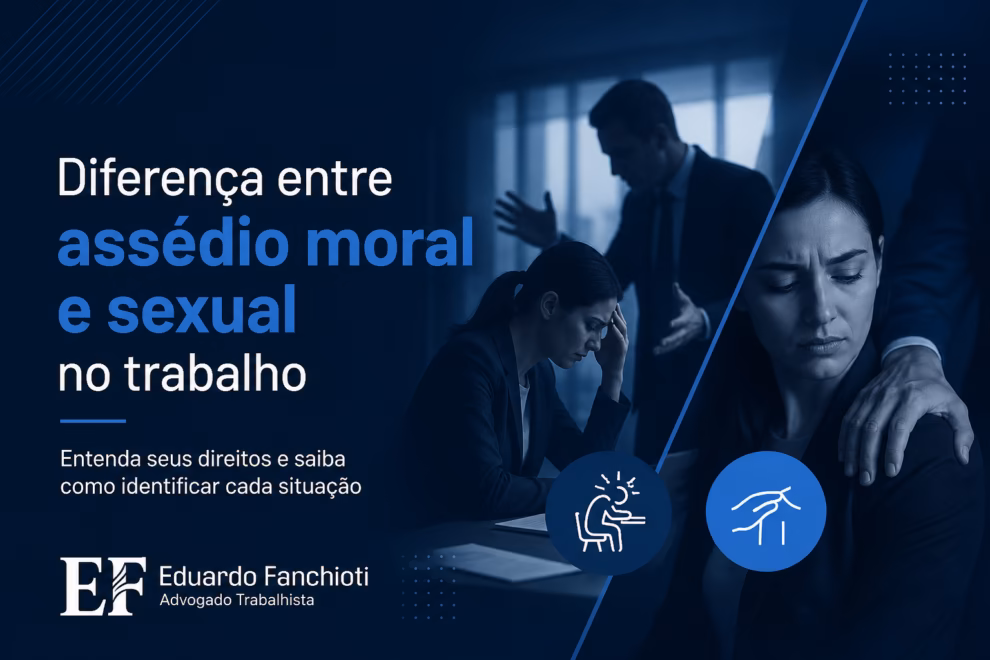 Quadro comparativo mostrando as diferenças entre assédio moral e assédio sexual no trabalho